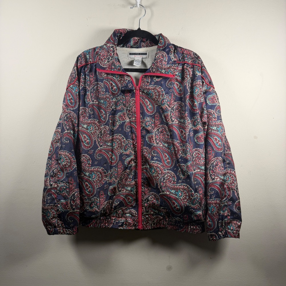 VTG Jennifer Moore Paisley Windbreaker Jacket Womens PS Track jacket 90's
